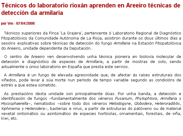 Technicians from La Rioja laboratory learn techniques for Armillaria detection.