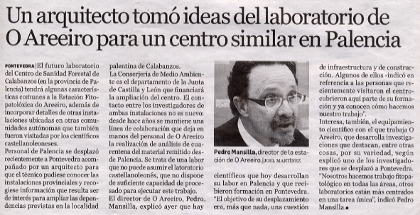 Un arquitecto tom ideas del laboratorio de O Areeiro para un centro similar en Palencia