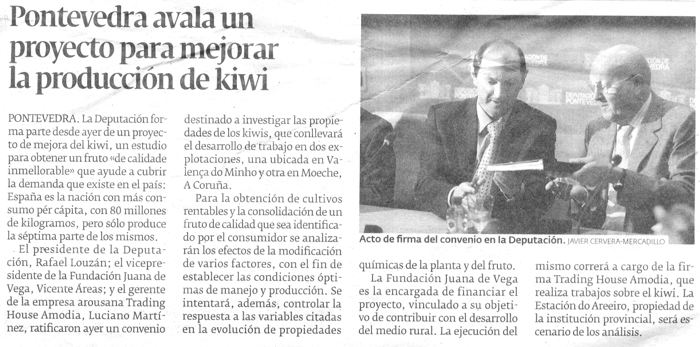 Pontevedra avala un proxecto para mellorar a producin de kiwi