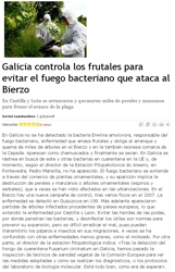  Galicia controla los frutales para evitar el fuego bacteriano que ataca al Bierzo