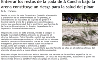 Enterrar los restos de la poda de A Concha bajo la arena constituye un riesgo para la salud del pinar