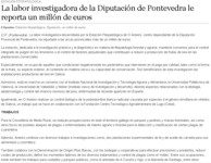 La labor investigadora de la Diputacin de Pontevedra le reporta un milln de euros