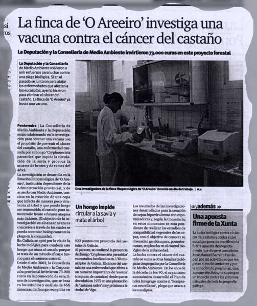 A finca 'O Areeiro' investiga unha vacina fronte o cancro do castieiro