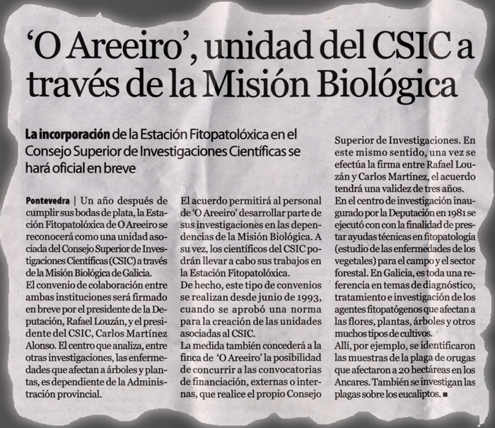 "O Areeiro" unidad del CSIC a travs de la Misin Biolgica