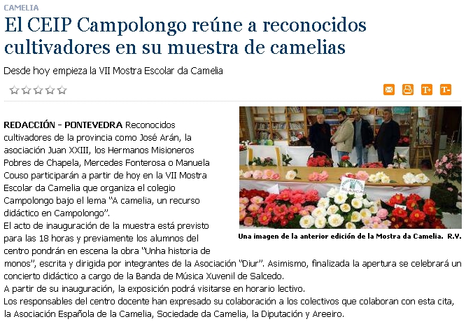 El CEIP Campolongo rene a reconocidos cultivadores en su muestra de camelias